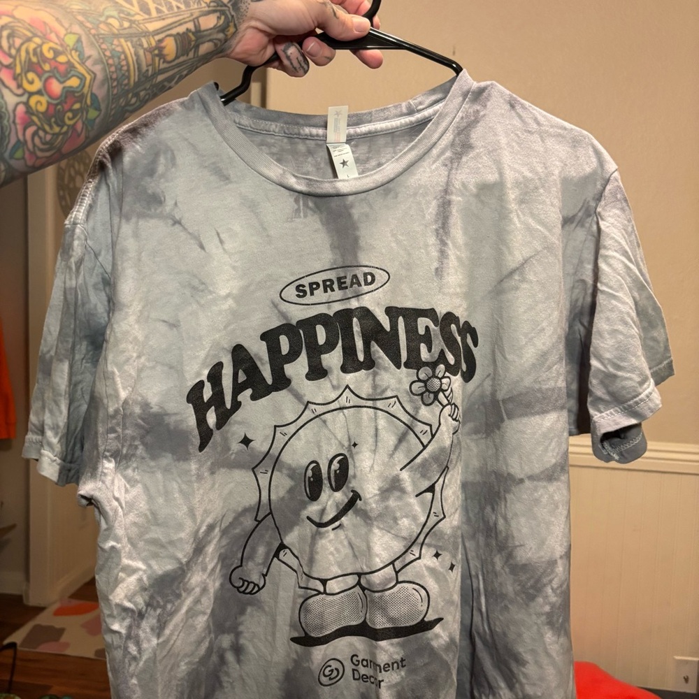 Gray Tie-Dye T-Shirt with Star Logo